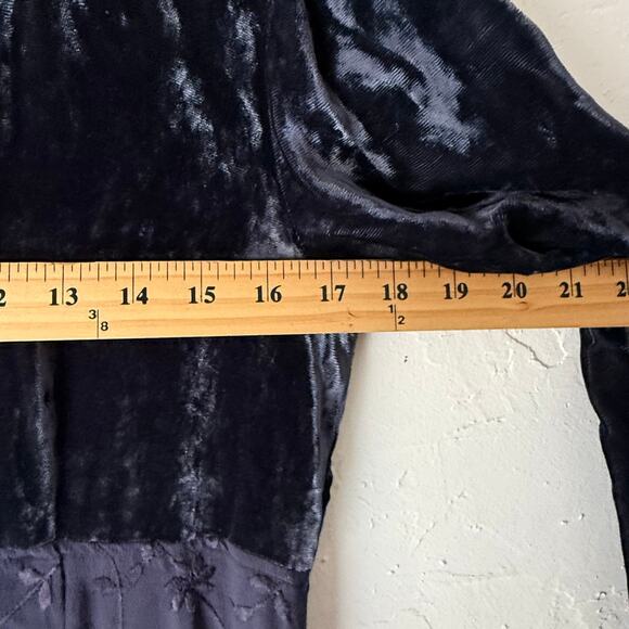 Johnny Was Oversized Small Vintage 90s Blue Whimsigoth Velvet Maxi Floral Dress - Picture 9 of 10